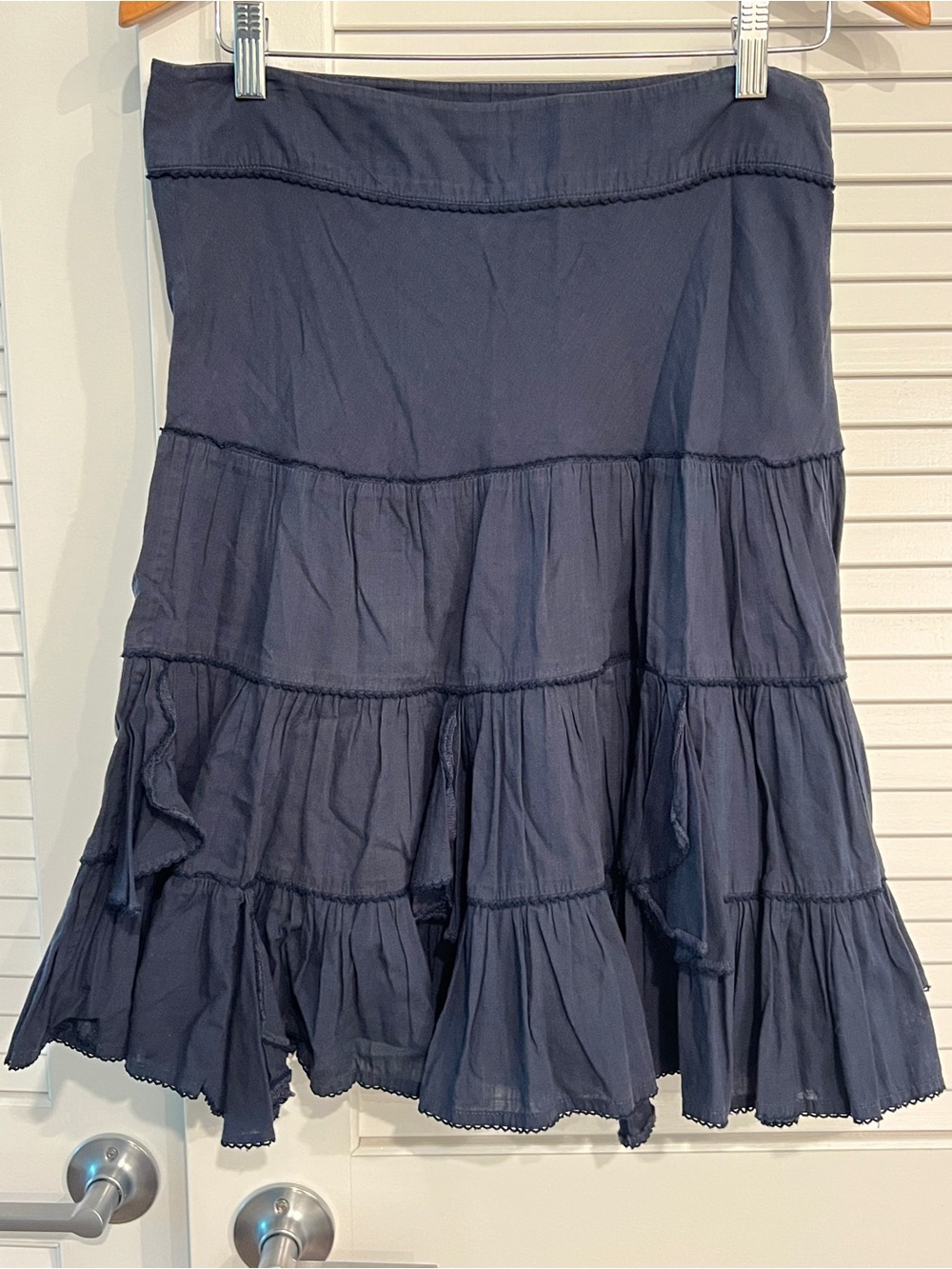 Anthropologie Odille Archival Rare Navy Tiered  Layered Skirt 4 - 100% Cotton